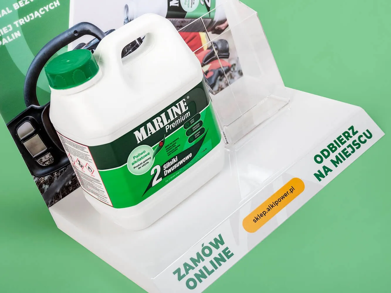 Nablatowy ekspozytor z plexi z nadrukiem na produkty techniczne
